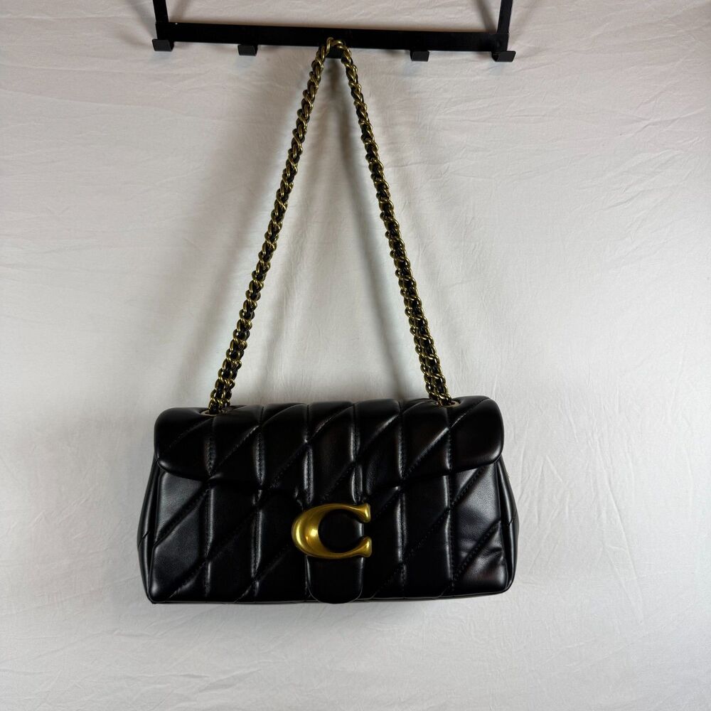 Coach Tabby Shoulder Bag 26 Pillow Quilted Black Nappa Leather Gold Hardware